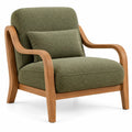 Sillón tapizado de contorno redondeado, verde y marrón