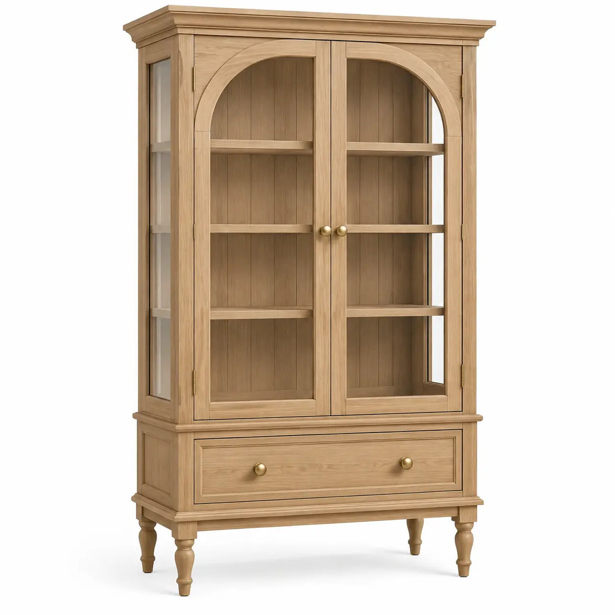 Vitrina de almacenamiento con formas arqueadas, marrón