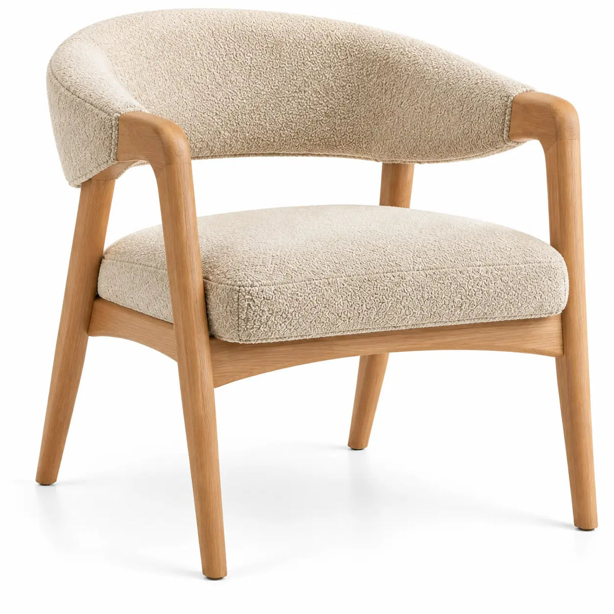 Silla con respaldo de contorno redondeado, beige y marrón