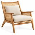 Sillón con estructura abierta con detalles de entramado, beige y marrón