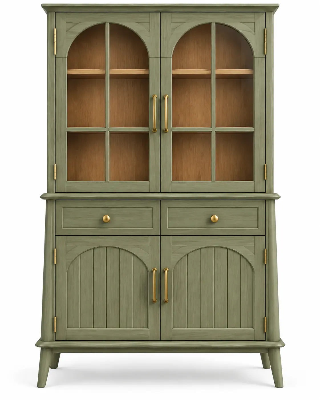 Vitrina de almacenamiento con formas arqueadas, verde
